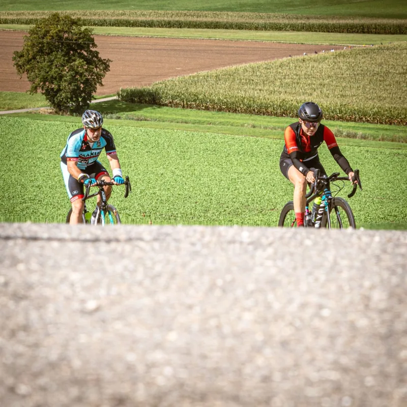 Fahrerfeld im Anstieg bei Fürstenberg